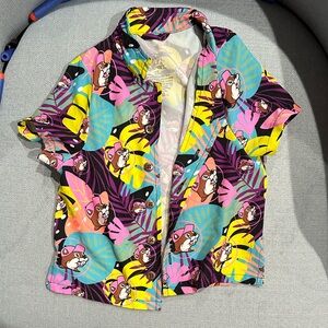 Vibrant Cartoon Print Kids Button Down Shirt